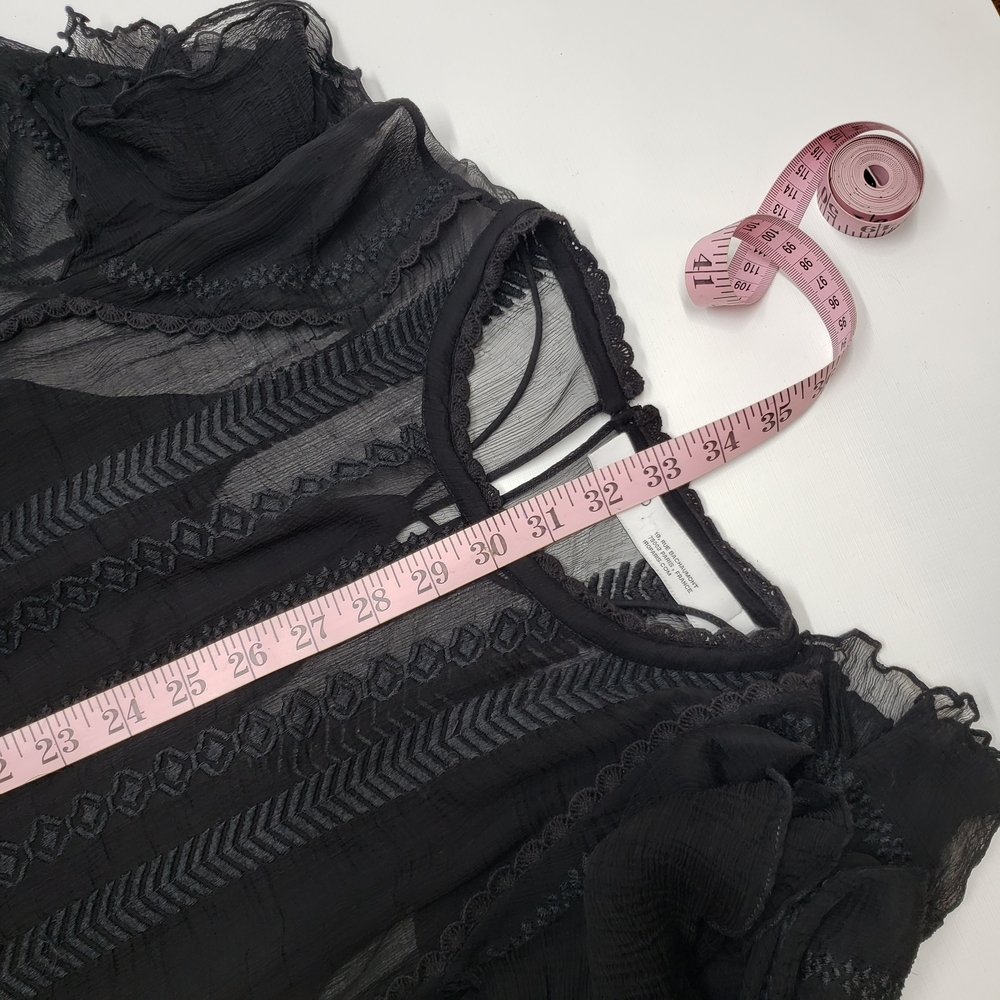 IRO Women's Black Sheer Western Boho Dress Long Sleeves Size 6 - Picture 13 of 16